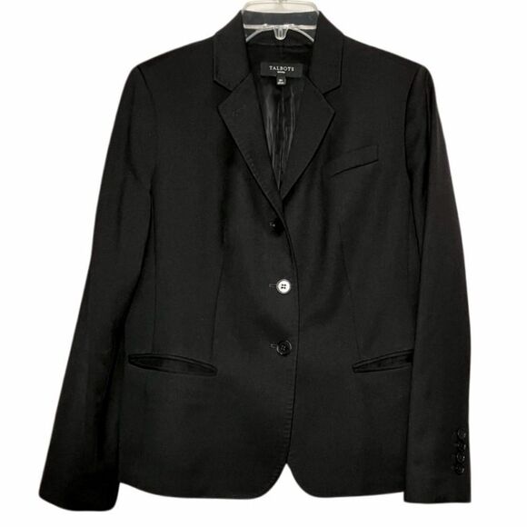 Talbots Three Button Blazer in Dark Black Women’s 10P - Picture 1 of 5